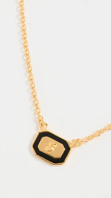 Gwen Beloti Initial Gold Block Pendant Necklace | Thumbnail 5