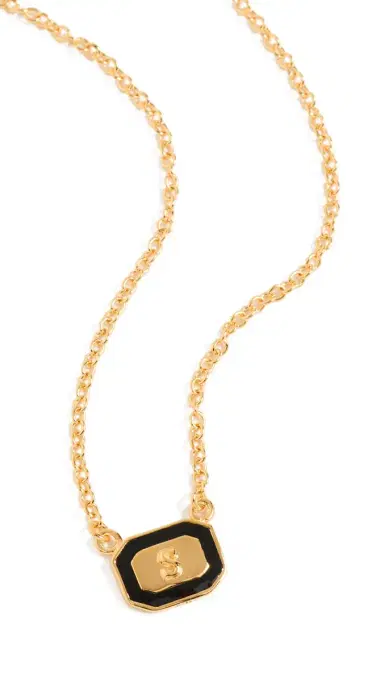 Gwen Beloti Initial Gold Block Pendant Necklace | Thumbnail 6