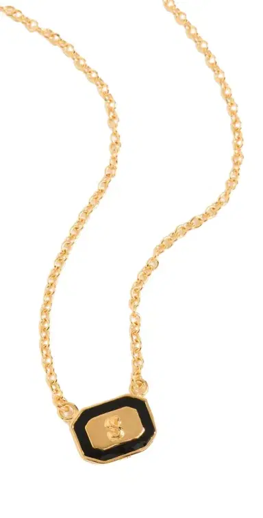 Gwen Beloti Initial Gold Block Pendant Necklace | Thumbnail 1