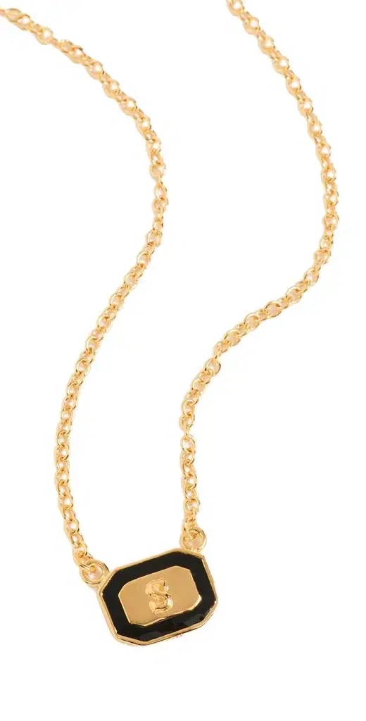 Gwen Beloti Initial Gold Block Pendant Necklace S One Size