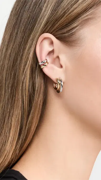 SHASHI Ford Ear Cuff Set Silver/Gold One Size | Thumbnail 3