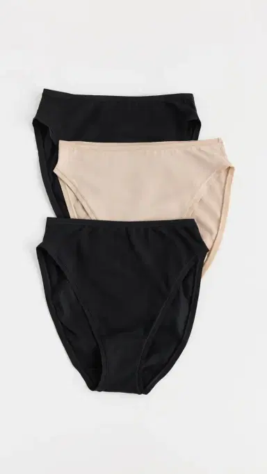 Natori Bliss Bare Cotton High Cut Briefs 3 Pack Black/Black/Café | Thumbnail 2