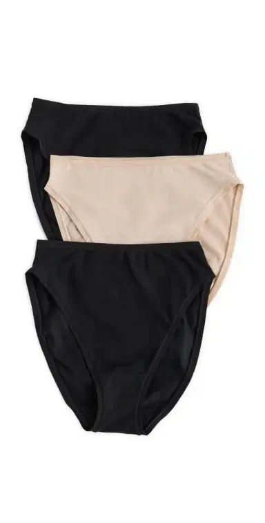 Natori Bliss Bare Cotton High Cut Briefs 3 Pack Black/Black/Café | Thumbnail 1