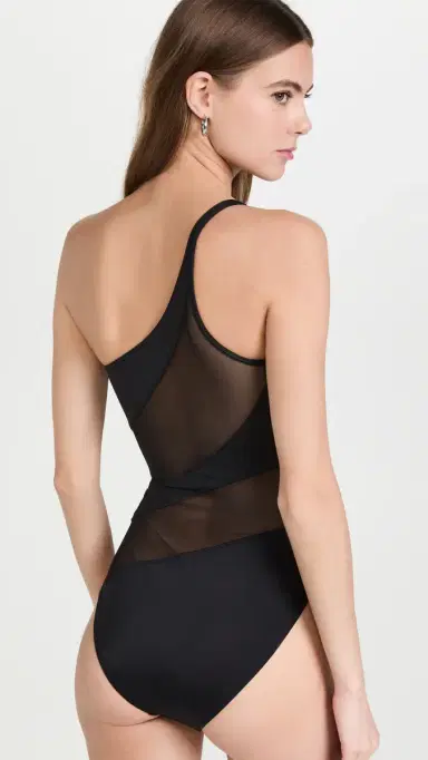 Norma Kamali Snake esh One Piece Swimsuit Black/Black esh | Thumbnail 3