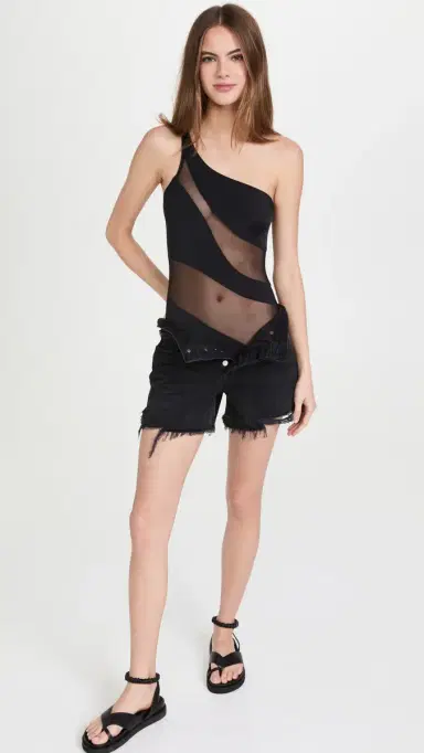 Norma Kamali Snake esh One Piece Swimsuit Black/Black esh | Thumbnail 5