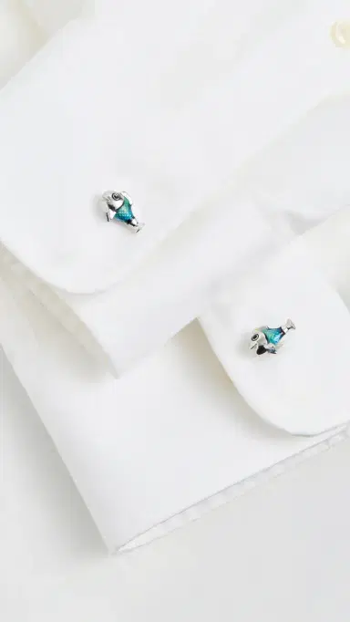 Paul Smith Men Fish Cufflinks Navy One Size | Thumbnail 3