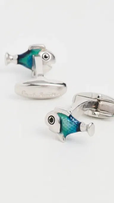 Paul Smith Men Fish Cufflinks Navy One Size | Thumbnail 4