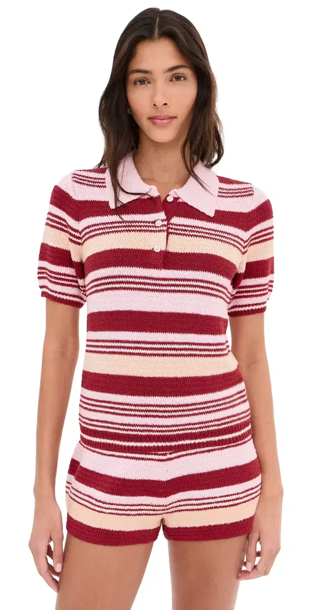 LE BOP triped Boucle Polo Pink Multi