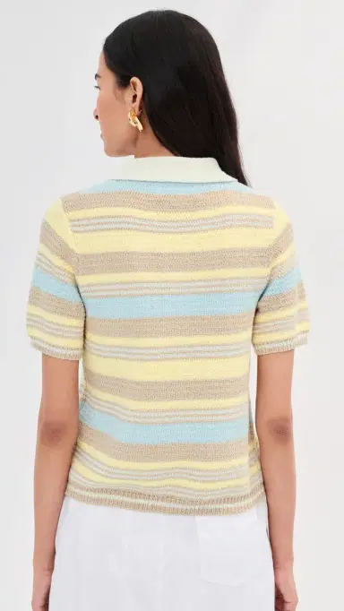 LE BOP Striped Boucle Polo Sand Multi | Thumbnail 4 LE BOP Striped Boucle Polo Sand Multi | Thumbnail 4
