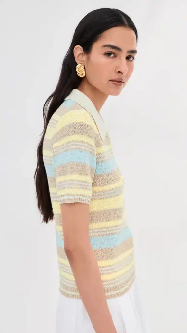 LE BOP Striped Boucle Polo Sand Multi | Thumbnail 5 LE BOP Striped Boucle Polo Sand Multi | Thumbnail 5