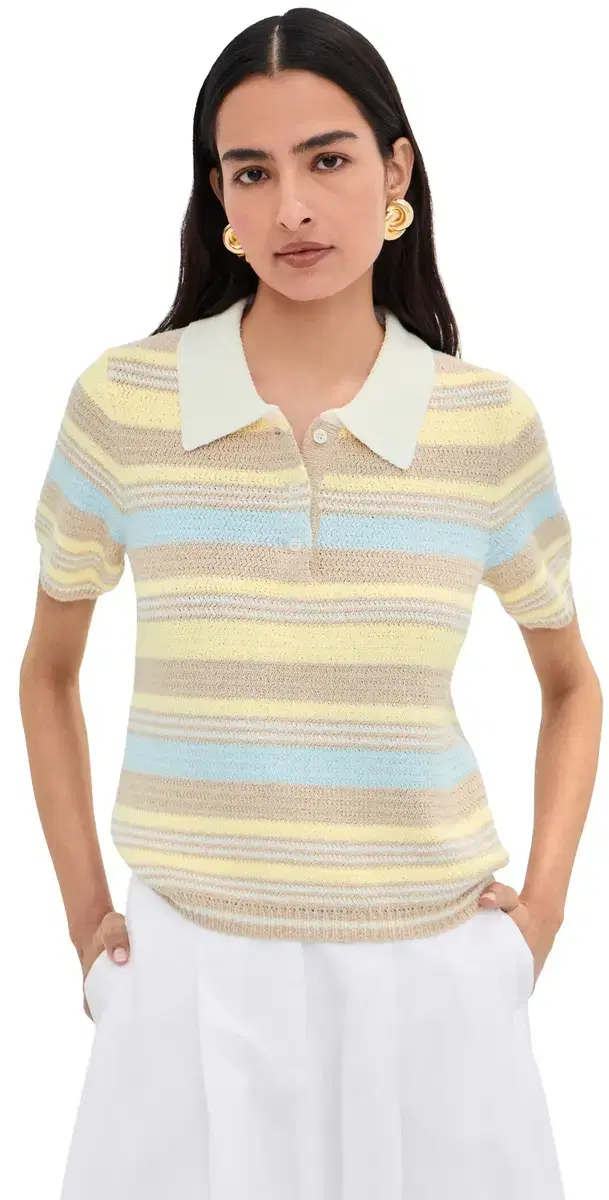 LE BOP Striped Boucle Polo Sand ulti
