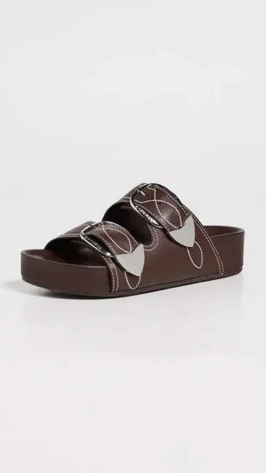 Loeffler Randall Nico Two Strap Sandals Espresso/Cream 8 | Thumbnail 2