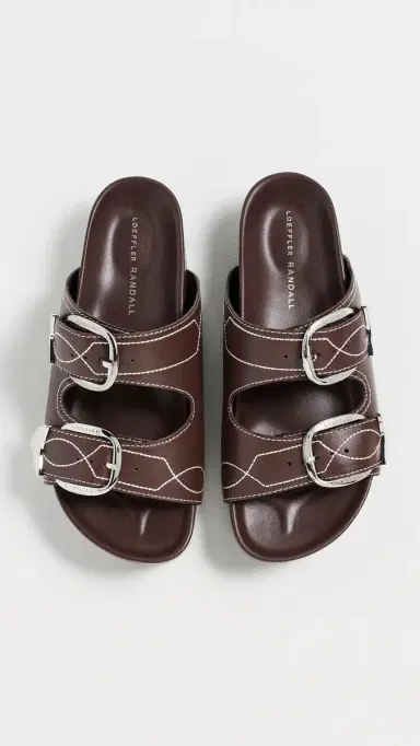 Loeffler Randall Nico Two Strap Sandals Espresso/Cream 8 | Thumbnail 5