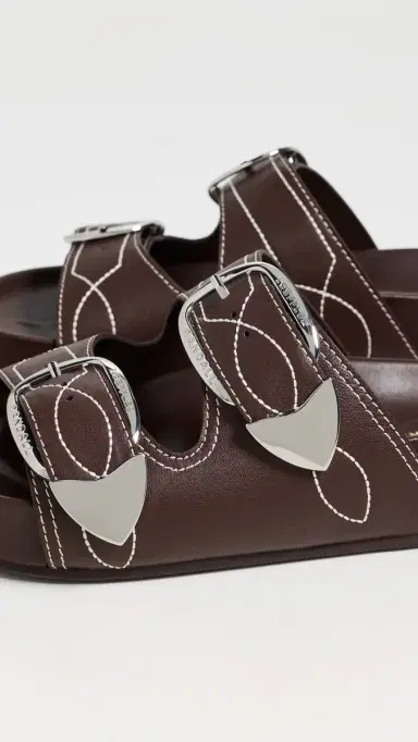 Loeffler Randall Nico Two Strap Sandals Espresso/Cream 8 | Thumbnail 6