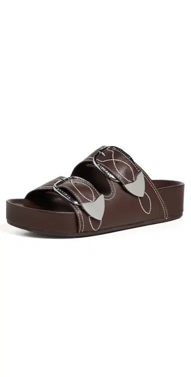 Loeffler Randall Nico Two Strap Sandals Espresso/Cream 8 | Thumbnail 1