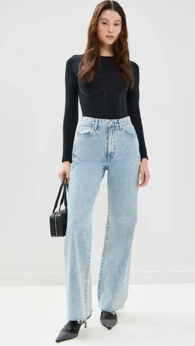 Fleur du Mal Long Sleeve T-Shirt Thong Bodysuit Black | Thumbnail 5