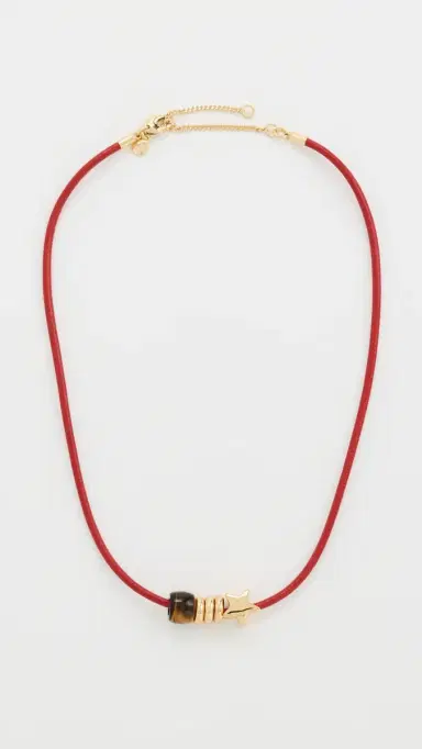 Madewell Semiprecious Charm Leather Choker Necklace Cherry One Size | Thumbnail 2