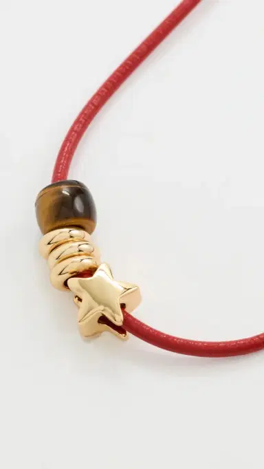 Madewell Semiprecious Charm Leather Choker Necklace Cherry One Size | Thumbnail 4