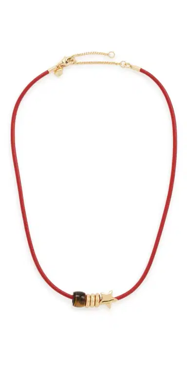 Madewell Semiprecious Charm Leather Choker Necklace Cherry One Size | Thumbnail 1