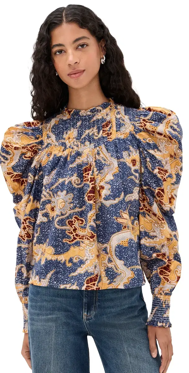 Irina Blouse Blue Castello Print
