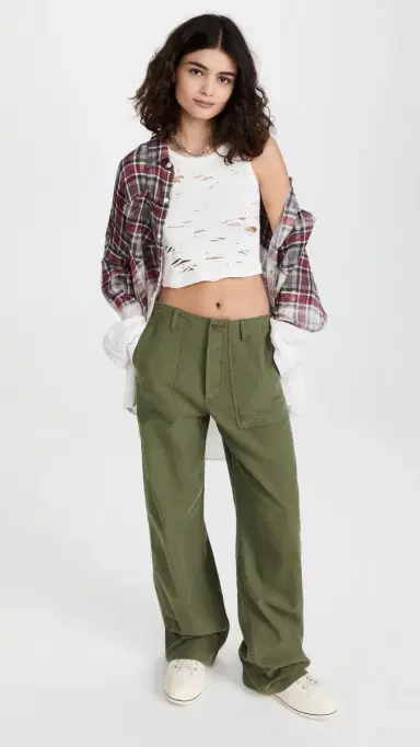R13 Wide Leg Utility Pants Olive | Thumbnail 5