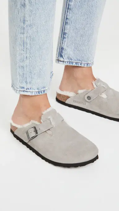 Birkenstock Boston Shearling Clogs Stone Coin 38 | Thumbnail 3