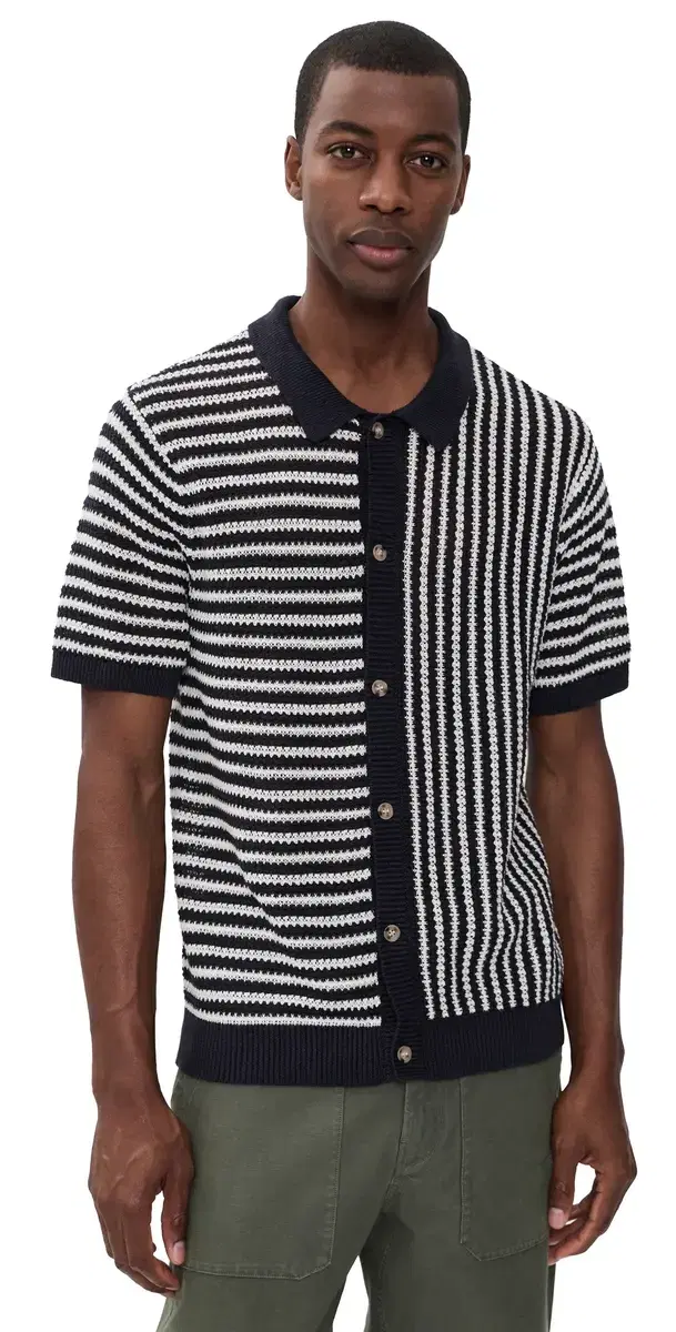 inen Button Up Sweater Midnight/Egret