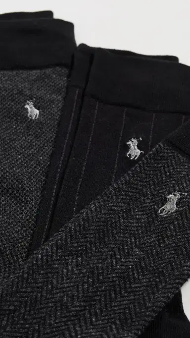 Polo Ralph Lauren Classic Pattern Dress Socks 3 Pack Black 10-13 | Thumbnail 3