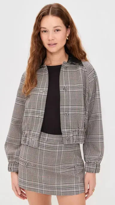 LE BOP Winnie Button Jacket Tan Plaid S | Thumbnail 2