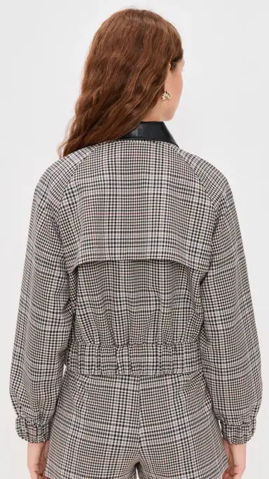 LE BOP Winnie Button Jacket Tan Plaid S | Thumbnail 3