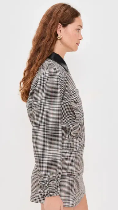 LE BOP Winnie Button Jacket Tan Plaid S | Thumbnail 4