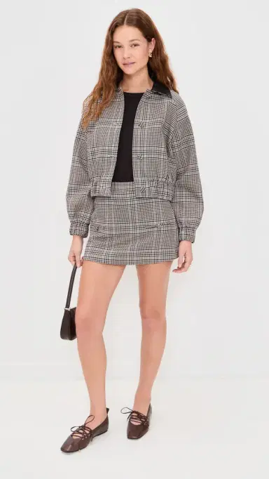 LE BOP Winnie Button Jacket Tan Plaid S | Thumbnail 5