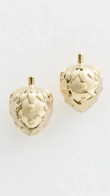 Madewell Demi-Fine Strawberry Stud Earrings 14K | Thumbnail 2