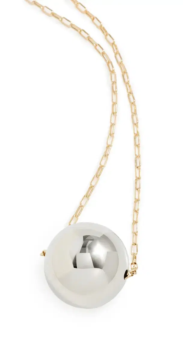 Long Bead Necklace Dore/Silver One Size