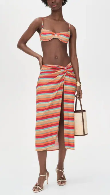 Ramy Brook Striped Isla Bikini Bottoms Flame Glitter Stripe L | Thumbnail 5 Ramy Brook Striped Isla Bikini Bottoms Flame Glitter Stripe L | Thumbnail 5