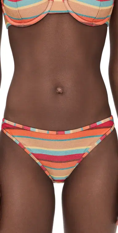 Ramy Brook Striped Isla Bikini Bottoms Flame Glitter Stripe L | Thumbnail 1 Ramy Brook Striped Isla Bikini Bottoms Flame Glitter Stripe L | Thumbnail 1