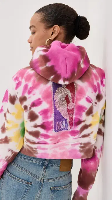 DANNIJOPRO NBA Crop Hoodie Pink Tie Dye S | Thumbnail 2