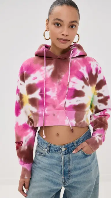 DANNIJOPRO NBA Crop Hoodie Pink Tie Dye S | Thumbnail 3