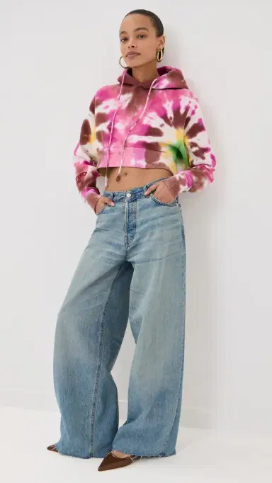 DANNIJOPRO NBA Crop Hoodie Pink Tie Dye S | Thumbnail 5
