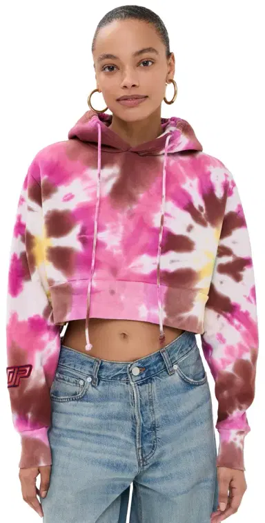 DANNIJOPRO NBA Crop Hoodie Pink Tie Dye S | Thumbnail 1