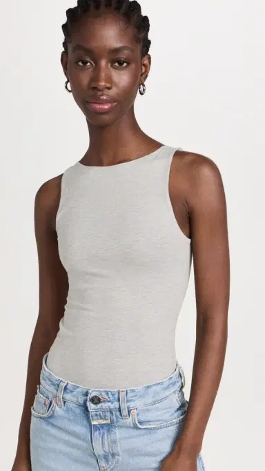 Ambitionist High Neck Tank Thong Bodysuit Grey | Thumbnail 2