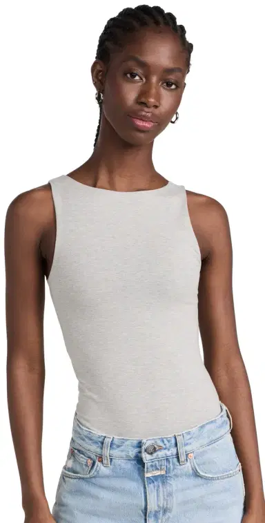 Ambitionist High Neck Tank Thong Bodysuit Grey | Thumbnail 1
