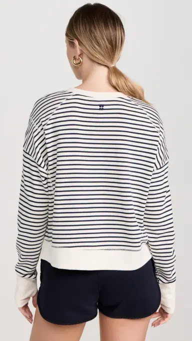 Sweaty Betty After Class Crop Sweatshirt Lily White Stripe | Thumbnail 3