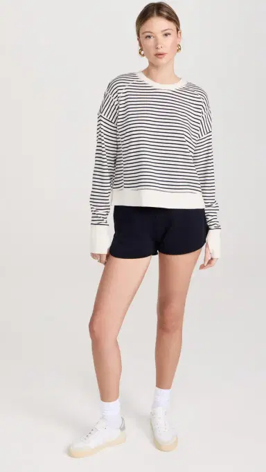 Sweaty Betty After Class Crop Sweatshirt Lily White Stripe | Thumbnail 5