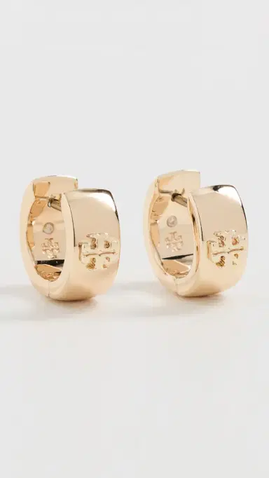 Tory Burch Wide Icon Huggie Hoop Earrings Tory Gold One Size | Thumbnail 2 Tory Burch Wide Icon Huggie Hoop Earrings Tory Gold One Size | Thumbnail 2