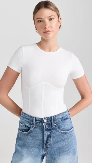 Fleur du Mal Cotton T-Shirt Thong Bodysuit | Thumbnail 2