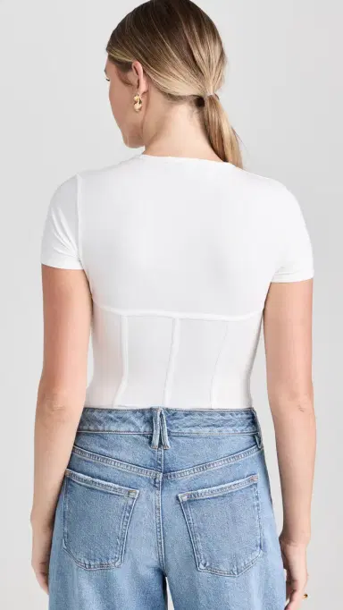Fleur du Mal Cotton T-Shirt Thong Bodysuit | Thumbnail 3