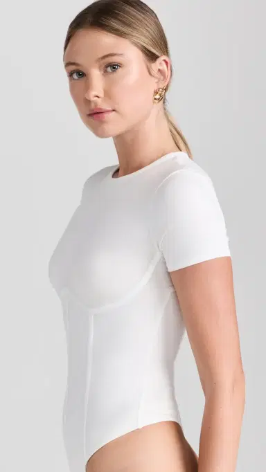Fleur du Mal Cotton T-Shirt Thong Bodysuit | Thumbnail 4