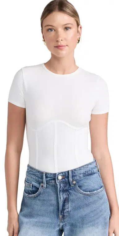 Fleur du Mal Cotton T-Shirt Thong Bodysuit | Thumbnail 1