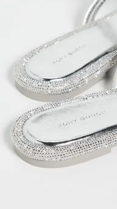 Tory Burch Miller Knotted Pave Sandals Silver 9 | Thumbnail 4 Tory Burch Miller Knotted Pave Sandals Silver 9 | Thumbnail 4